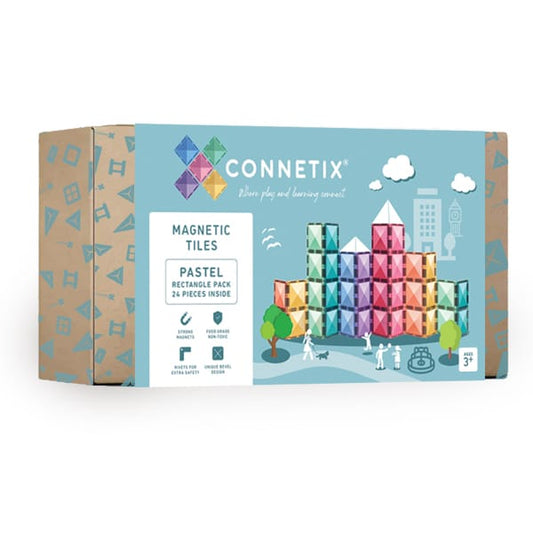 [Connetix Tiles] 24 Pieces Pastel Rectangle Pack | Educational Magnetic Tiles Learning | NEW RELEASE
