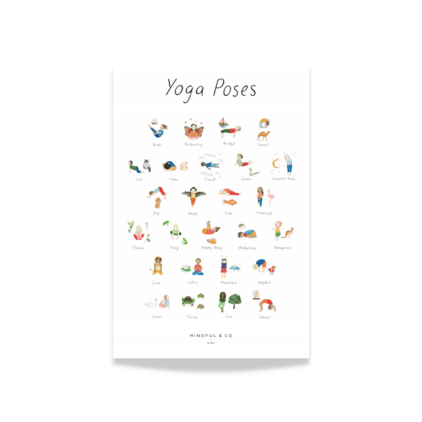Mindful Moves Bundle - Yoga Poses Poster + Wooden Hanger