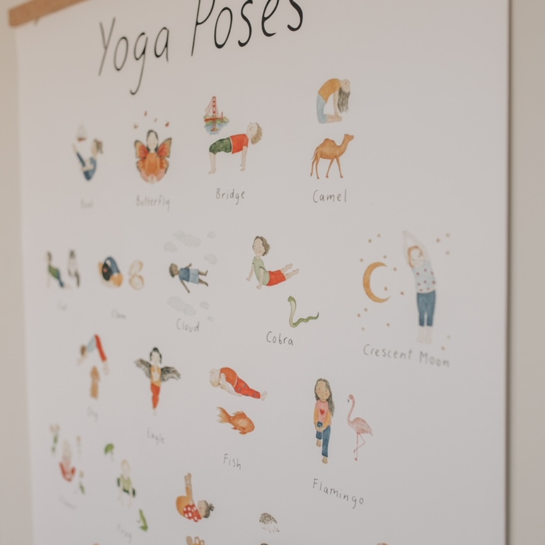 Mindful Moves Bundle - Yoga Poses Poster + Wooden Hanger