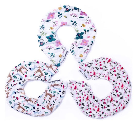 Bamboo Muslin Baby Round Bibs - Set of 3