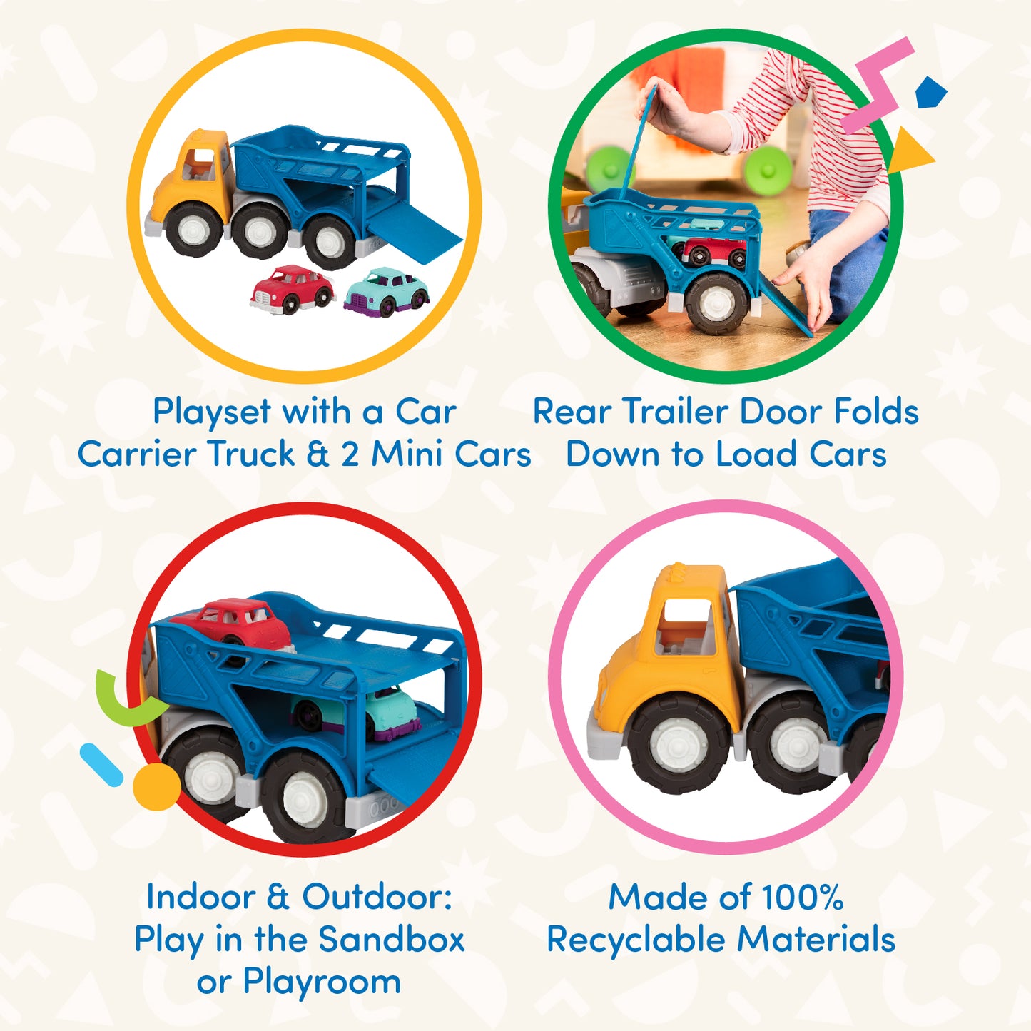 Car Carrier Toy Truck with 2 Toy Cars Set