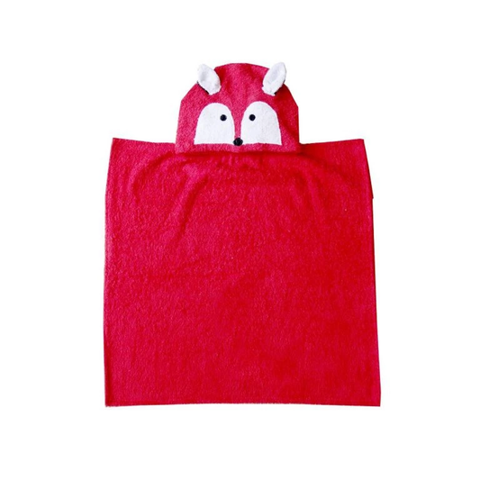 Kids Hooded Poncho Towel - Red Fox