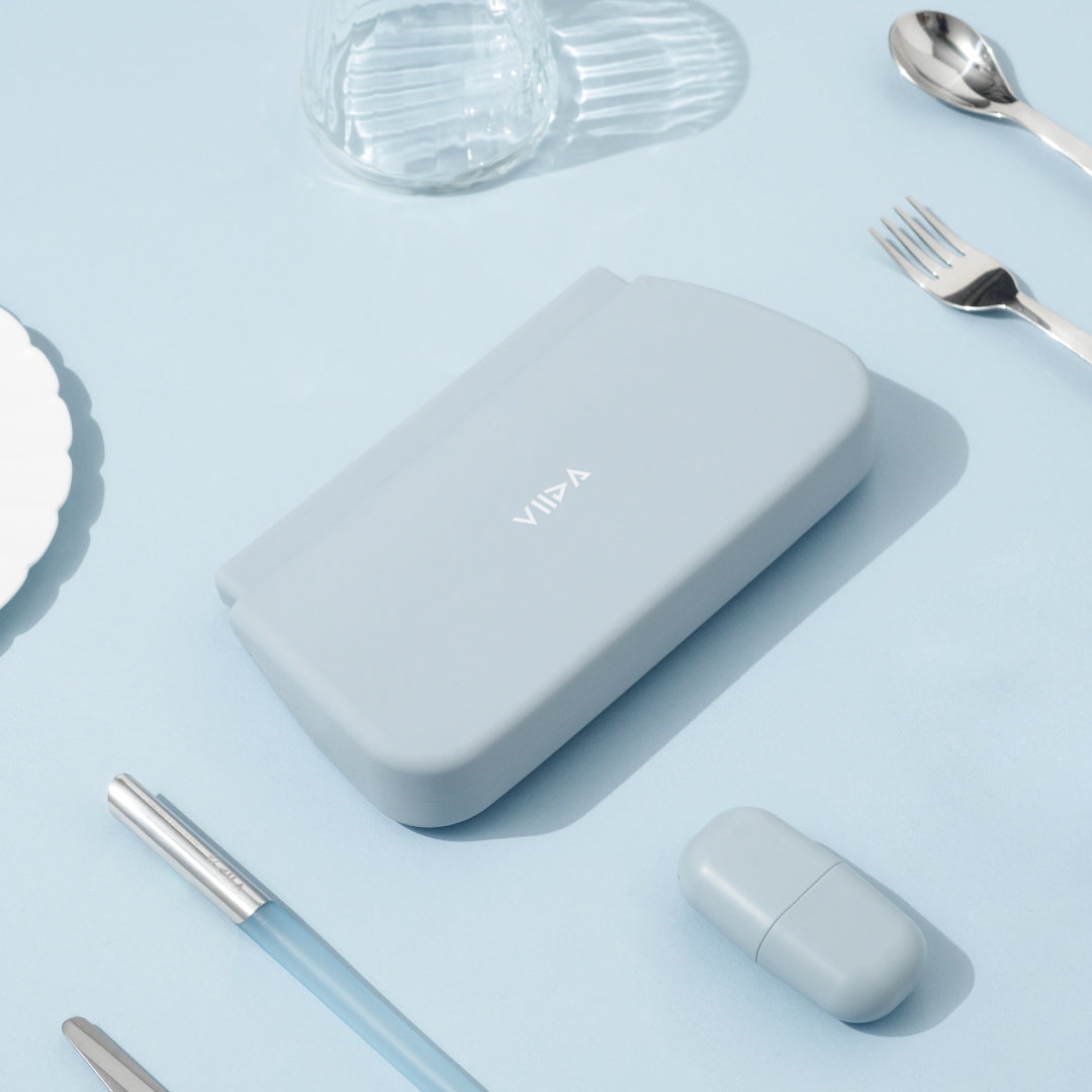 Morgen Stainless Steel Travel Cutleries Set + UiU Straw Set + Chubby Silicone Pouch XL (Bundle Set of 5)