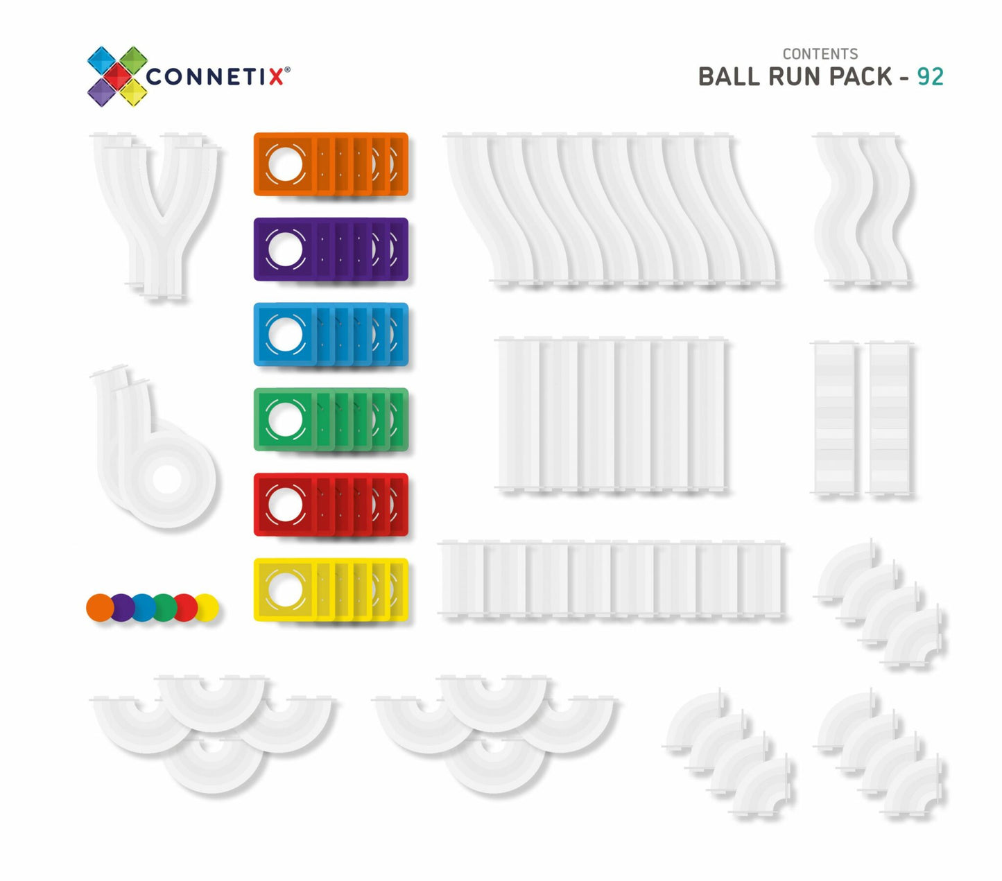 [Connetix Tiles] 92 Piece Ball Run Pack | Educational Magnetic Tiles Learning Toy