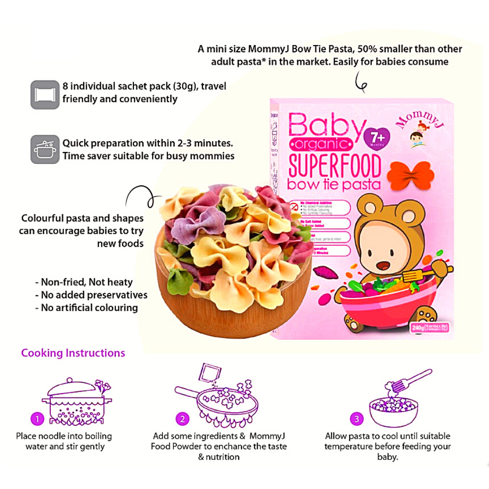 Organic Bow Tie Vegetables Pasta for Baby