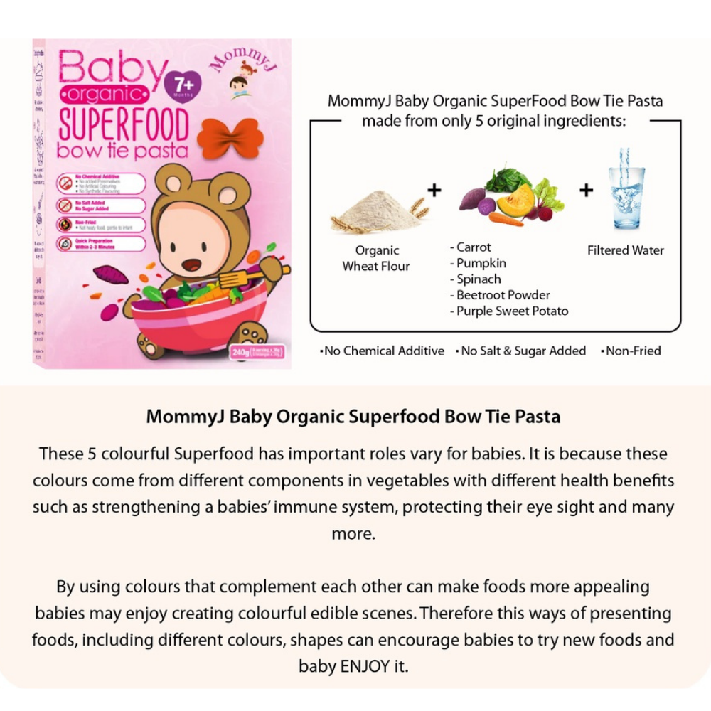 Organic Bow Tie Vegetables Pasta for Baby