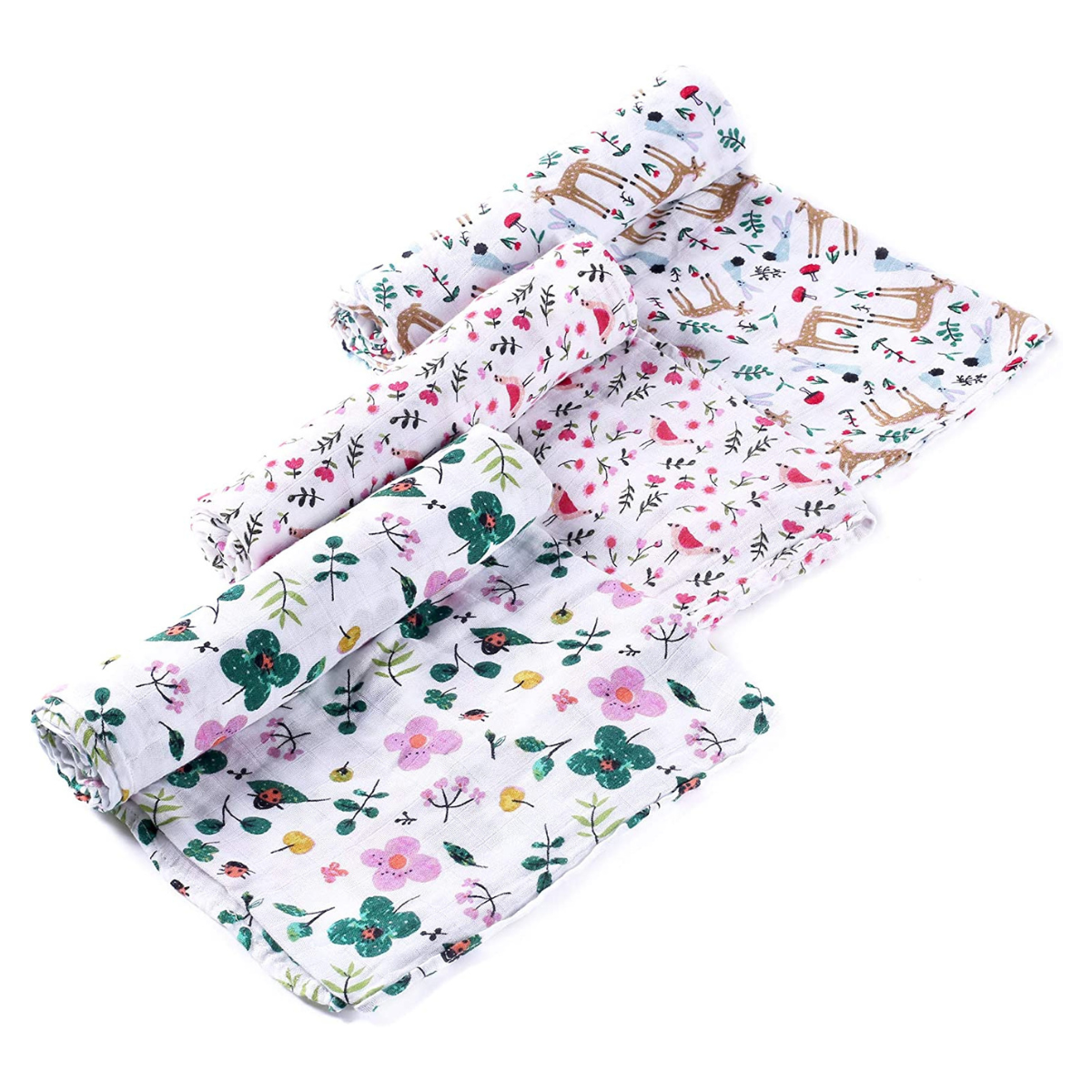 Baby Toddler Muslin Swaddle / Blanket Set - Floral & Animals