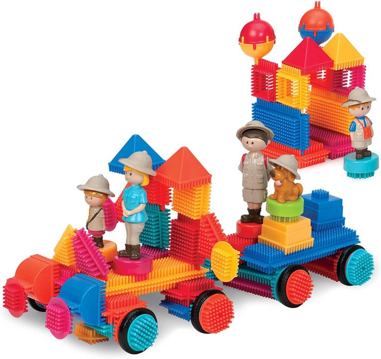 [Bristle Blocks by Battat] 85Pcs Safari Adventure Blocks Big Value Case | STEM Creativity Building Toys
