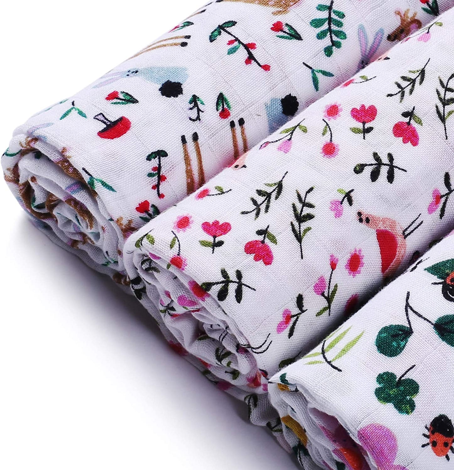 Baby Toddler Muslin Swaddle / Blanket Set - Floral & Animals