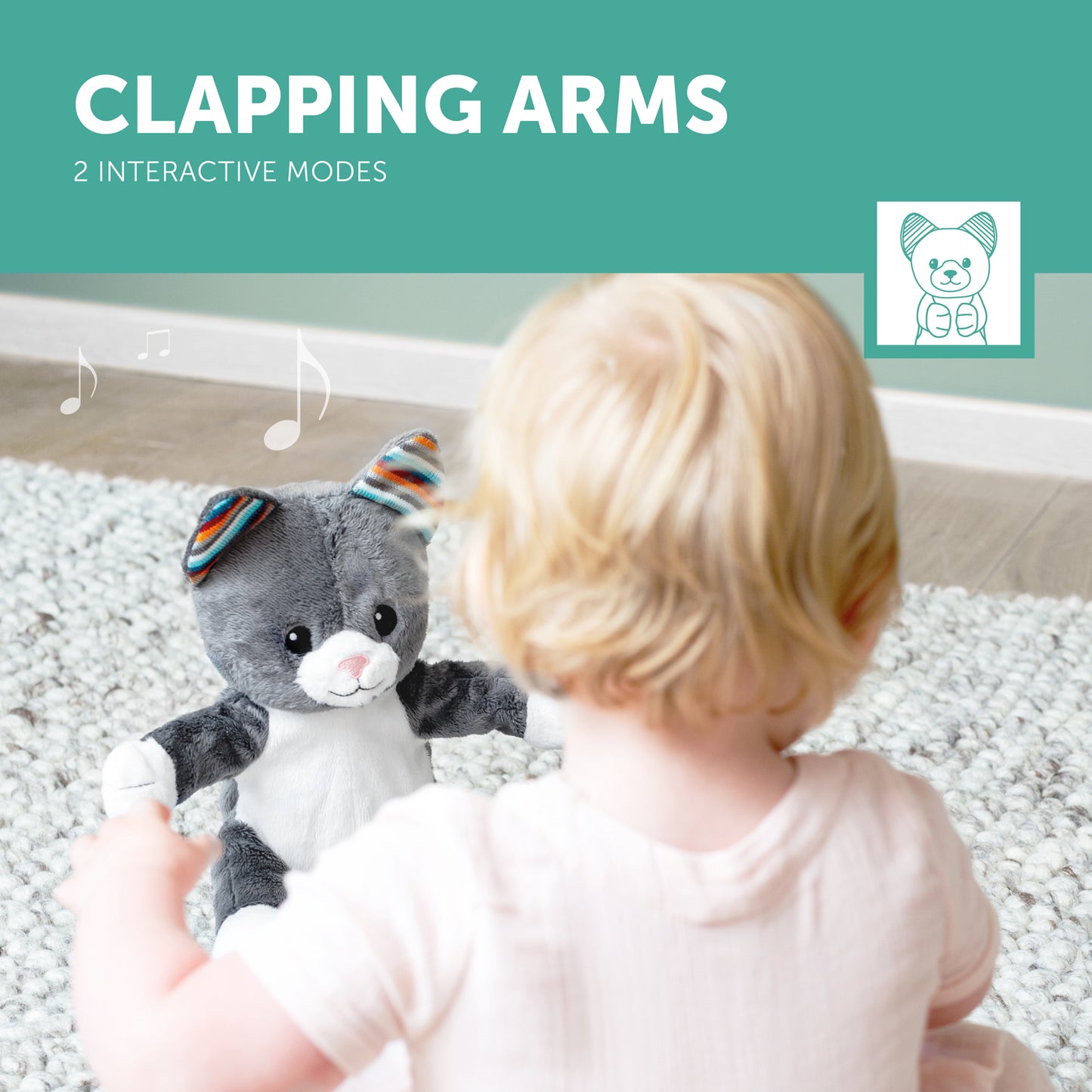 [Zazu] Chloe the Cat, Interactive Soft Toy with Clapping Hands and Sound - 0months+