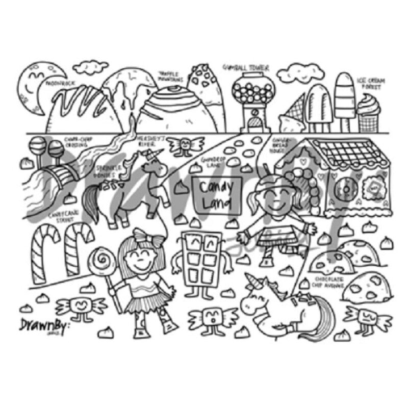 Candy Land Washable Silicone Colouring Mat + 14pcs Markers Set