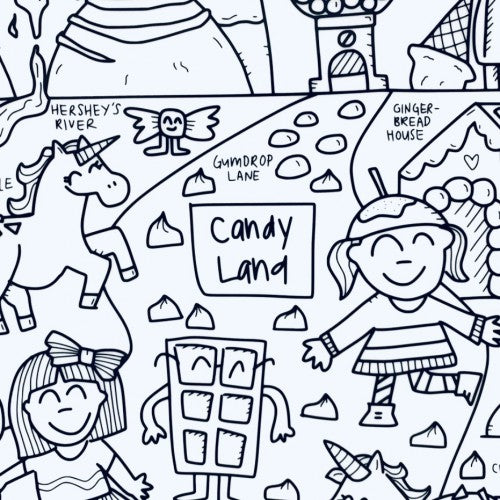 Candy Land Washable Silicone Colouring Mat + 14pcs Markers Set