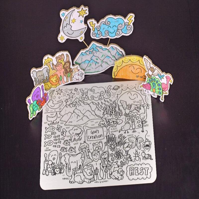 God's Creation Washable Silicone Colouring Mat + 14pcs Markers Set