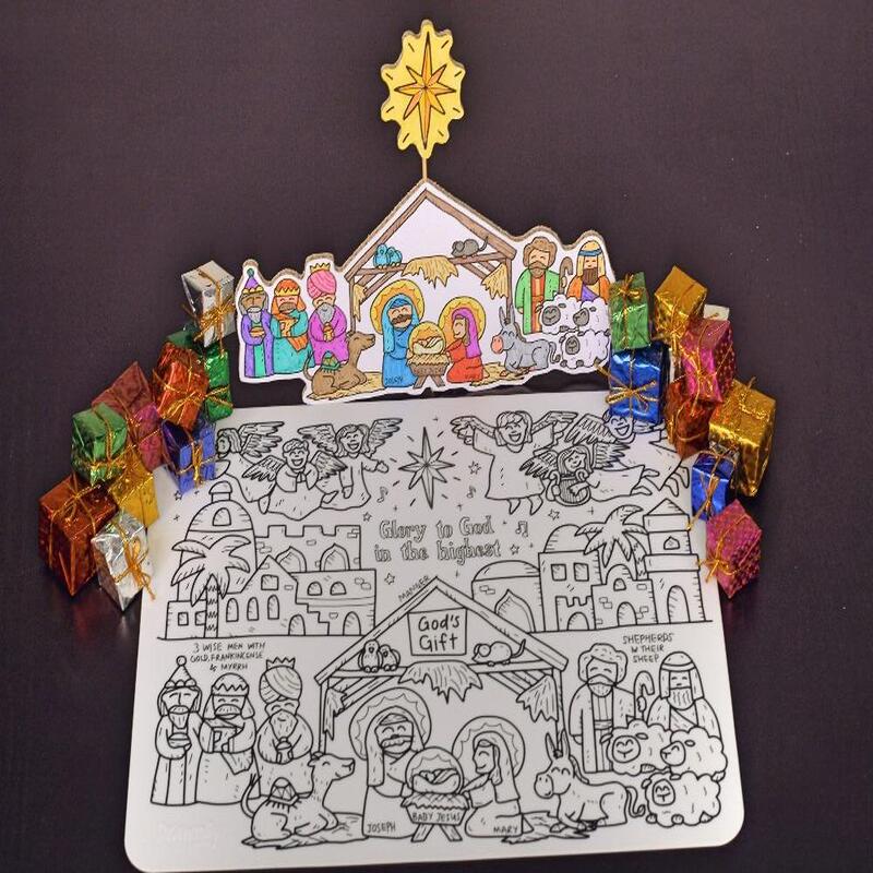 God's Gift Washable Silicone Colouring Mat + 14pcs Markers Set