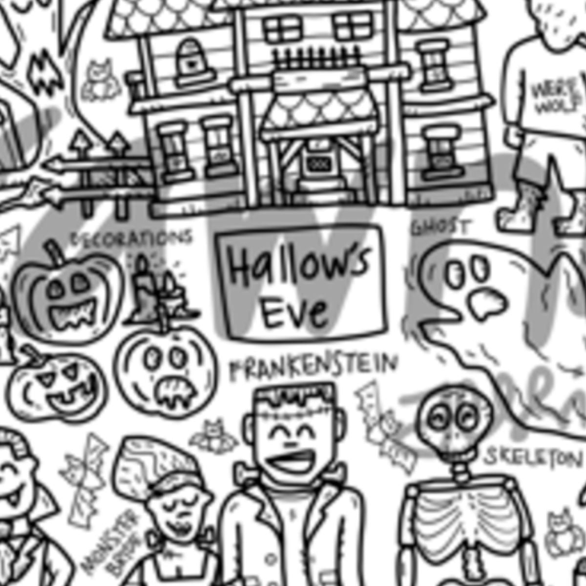 Hallow's Eve Washable Silicone Colouring Mat + 14pcs Markers Set