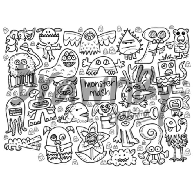 Monster Mash Washable Silicone Colouring Mat + 14pcs Markers Set