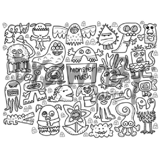 Monster Mash Washable Silicone Colouring Mat + 14pcs Markers Set