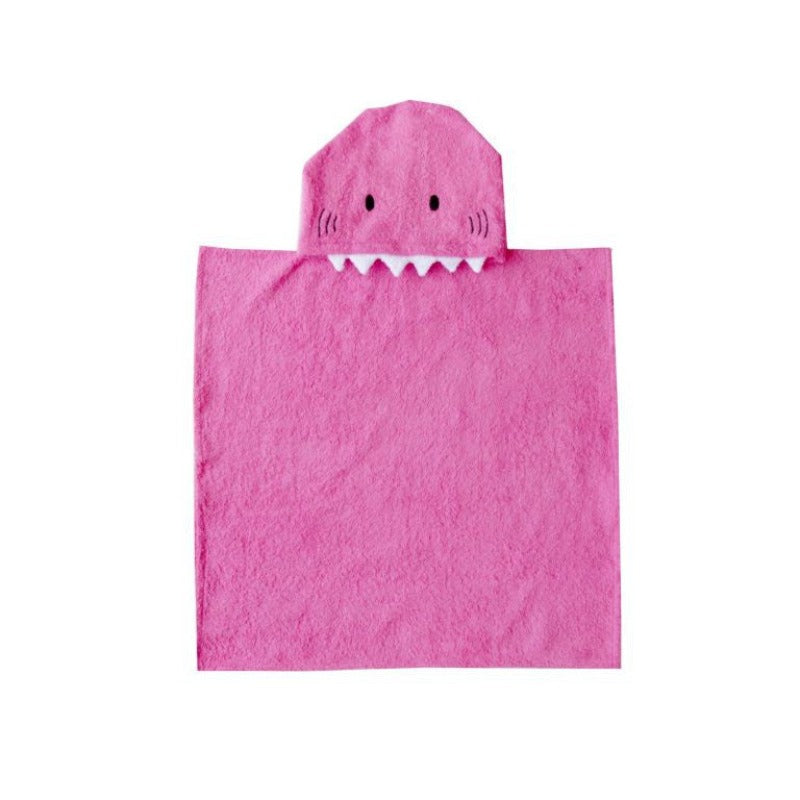 Pink Shark Hooded Poncho Towel