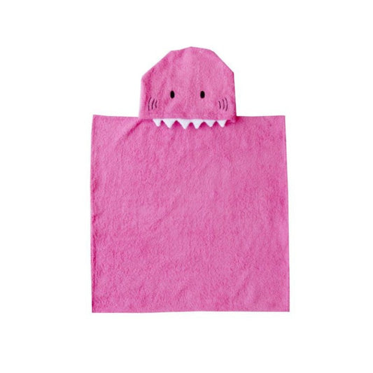 Pink Shark Hooded Poncho Towel