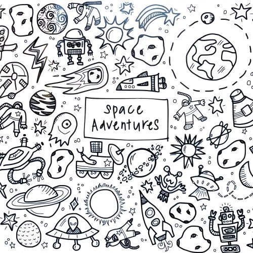 Space Adventures Washable Silicone Colouring Mat + 14pcs Markers Set