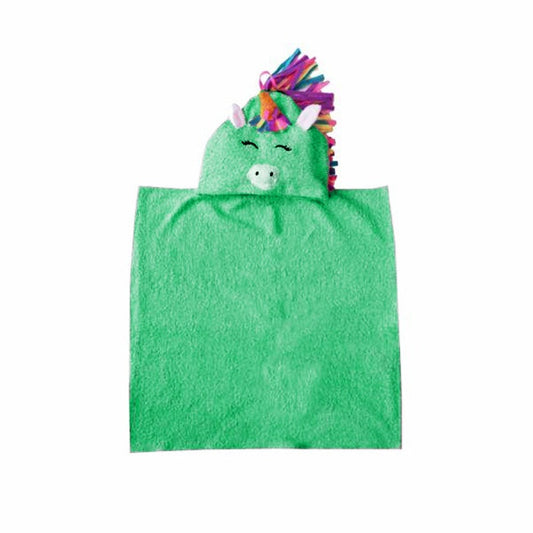 Tosco Green Unicorn Hooded Poncho Towel