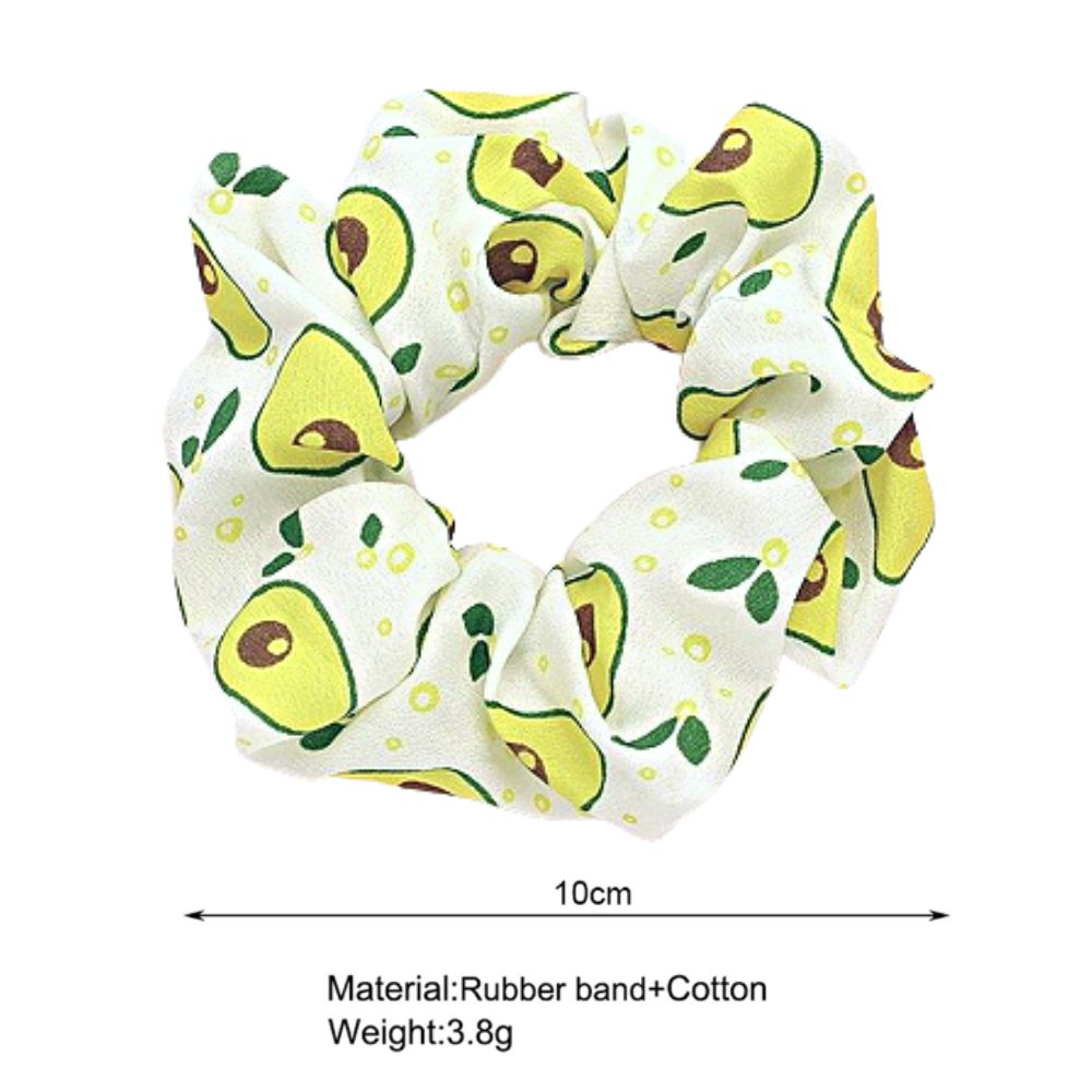 Summer Avocado Fruit Print Scrunchies Elastic Hair Ropes Women Hair Accessories