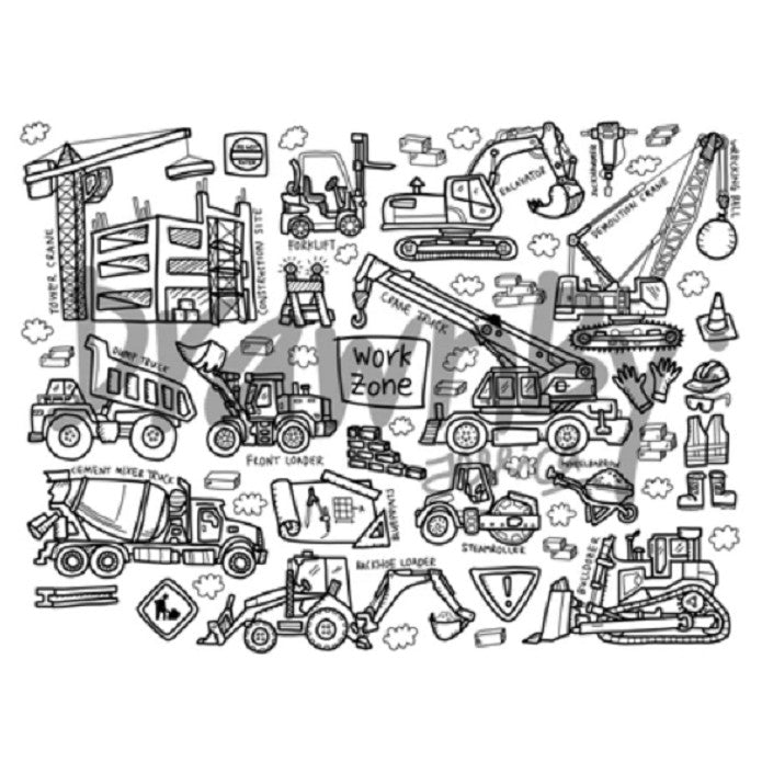 Work Zone Washable Silicone Colouring Mat + 14pcs Markers Set