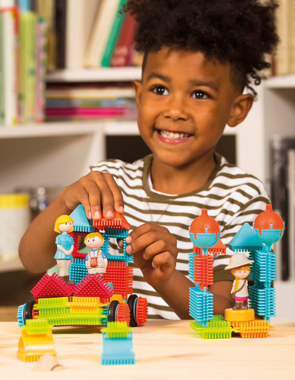 [Bristle Blocks by Battat] 85Pcs Safari Adventure Blocks Big Value Case | STEM Creativity Building Toys
