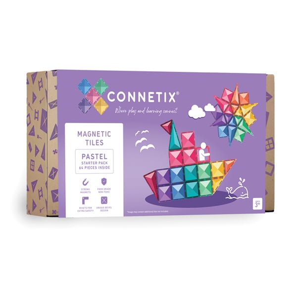 [Connetix Tiles] 64 Pieces Pastel Starter Pack | Educational Magnetic Tiles Learning | NEW RELEASE