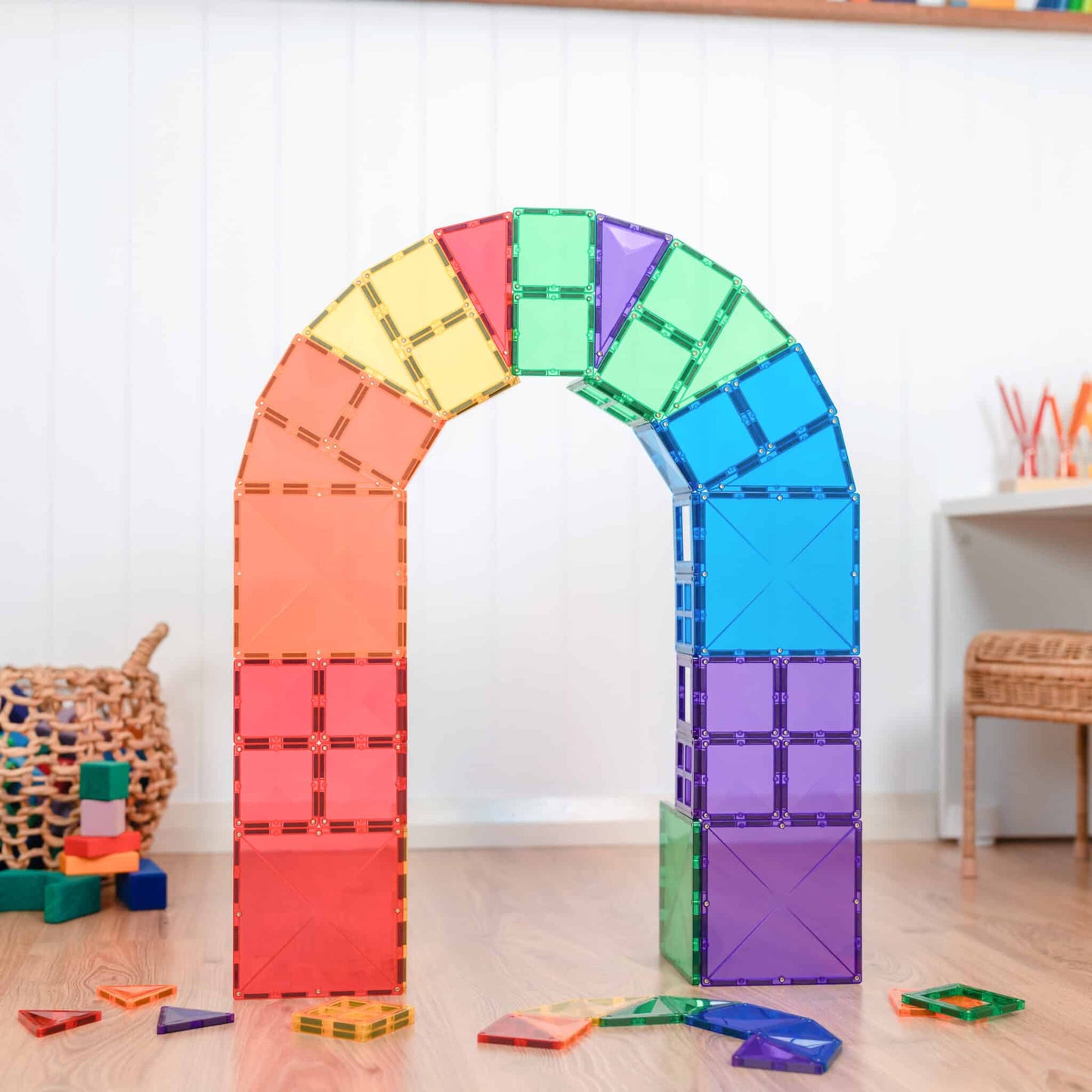 [Connetix Tiles] 60 Piece Rainbow Starter Pack | Educational Magnetic Tiles Learning Toy