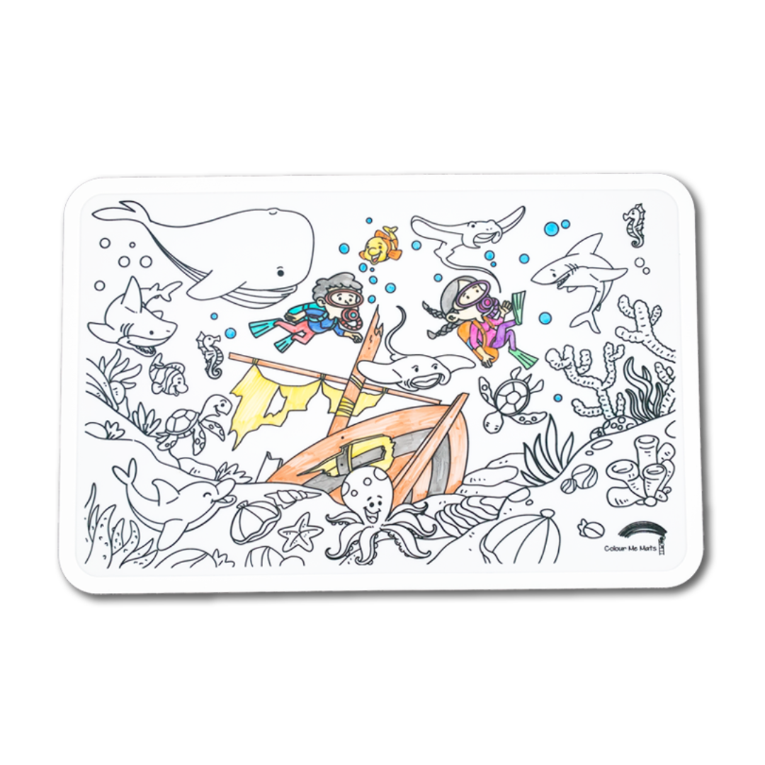 Educational Silicone Colouring & Dining Mat - Deep Blue Sea