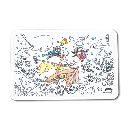 Educational Silicone Colouring & Dining Mat - Deep Blue Sea