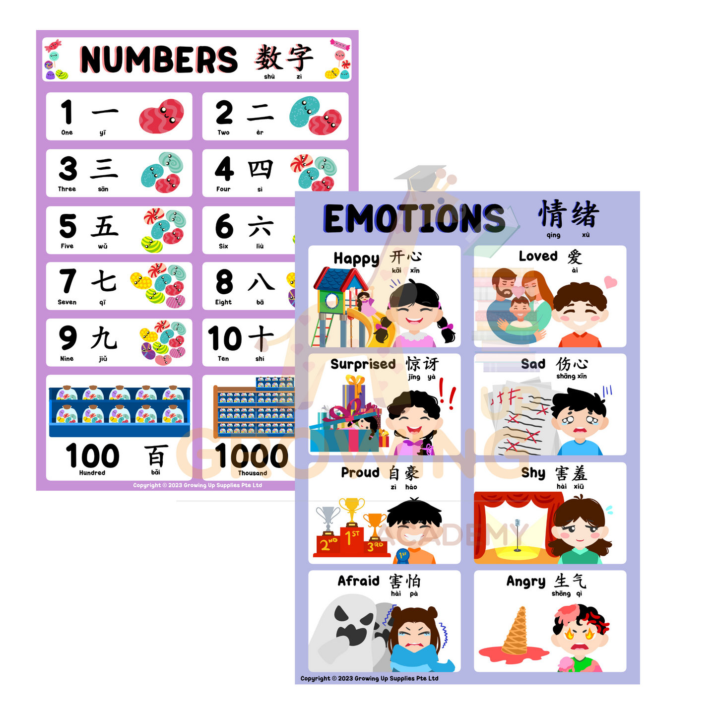 [Growing Up Academy] Educational Posters (Set of 8) – Bilingual (28X40cm)