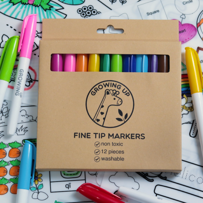 [Growing Up Academy] Non Toxic Washable Markers with Box (12 colours)