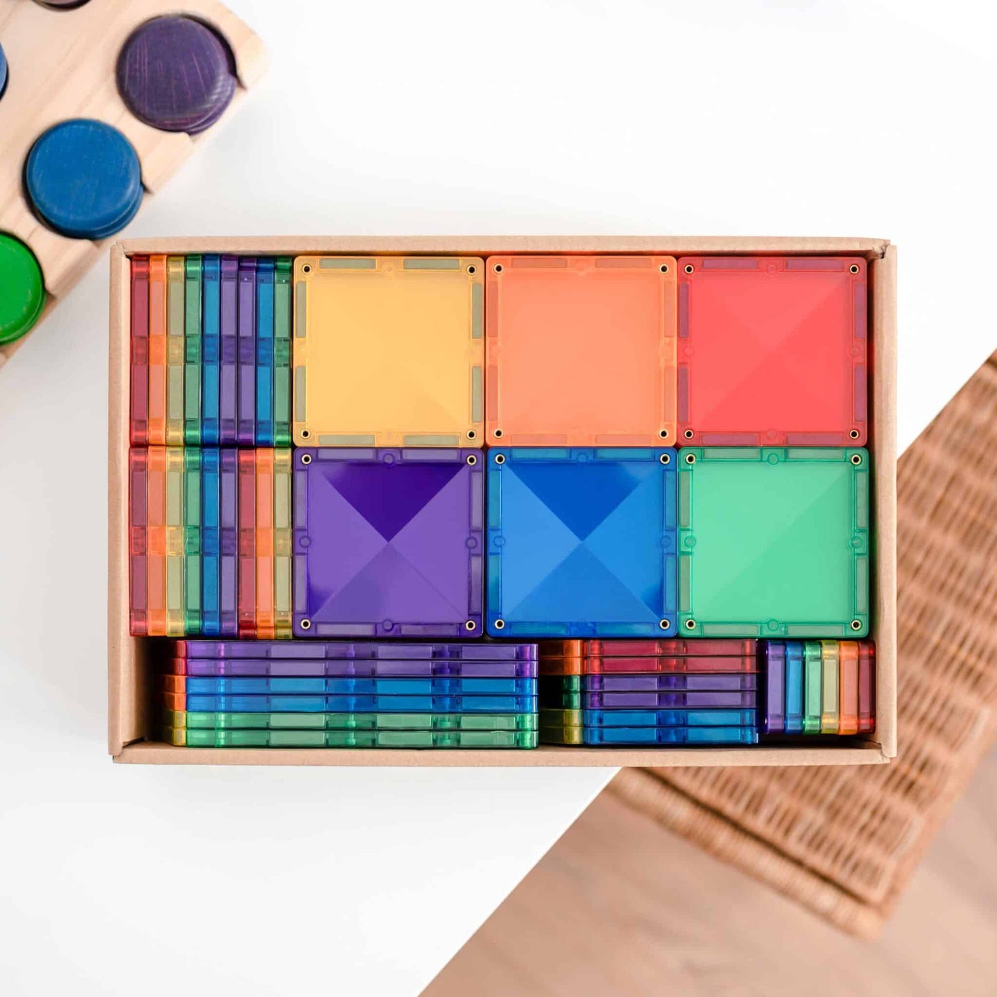[Connetix Tiles] 102 Piece Rainbow Creative Pack | Educational Magnetic Tiles Learning Toy