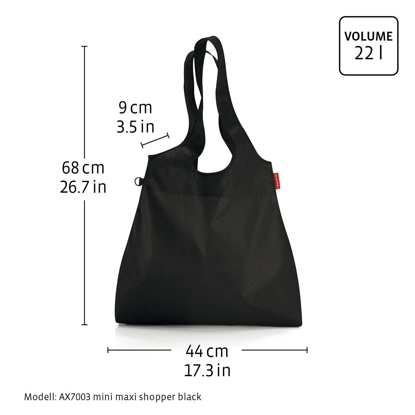 Mini Maxi Shopper L Tote Bag - Black
