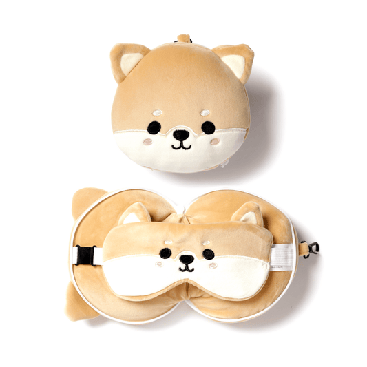 Kids Travel Pillow & Eye Mask - Shiba Inu