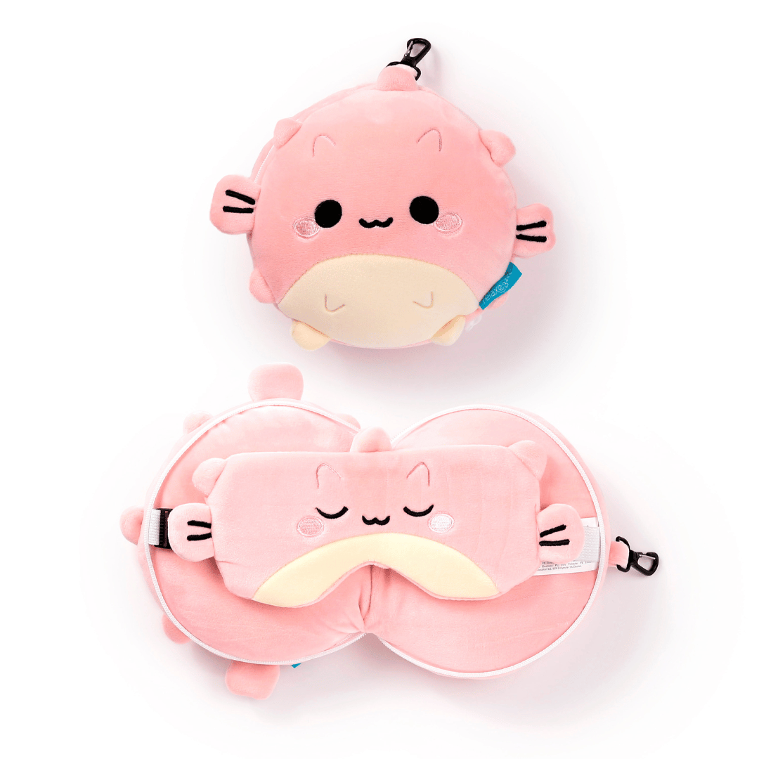 Kids Travel Pillow & Eye Mask - Puffer Fish
