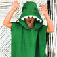 [Savana] Green and Red Dinosaur Hooded Cotton Poncho Towel for Kids