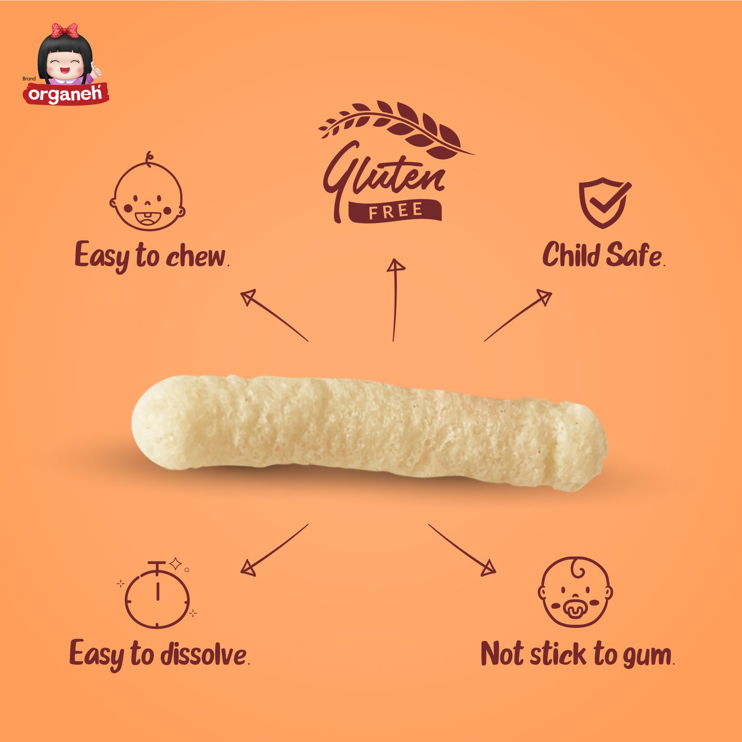 Quinoa with Brown Rice Mini Cracker Baby & Kids Snacks - Orange