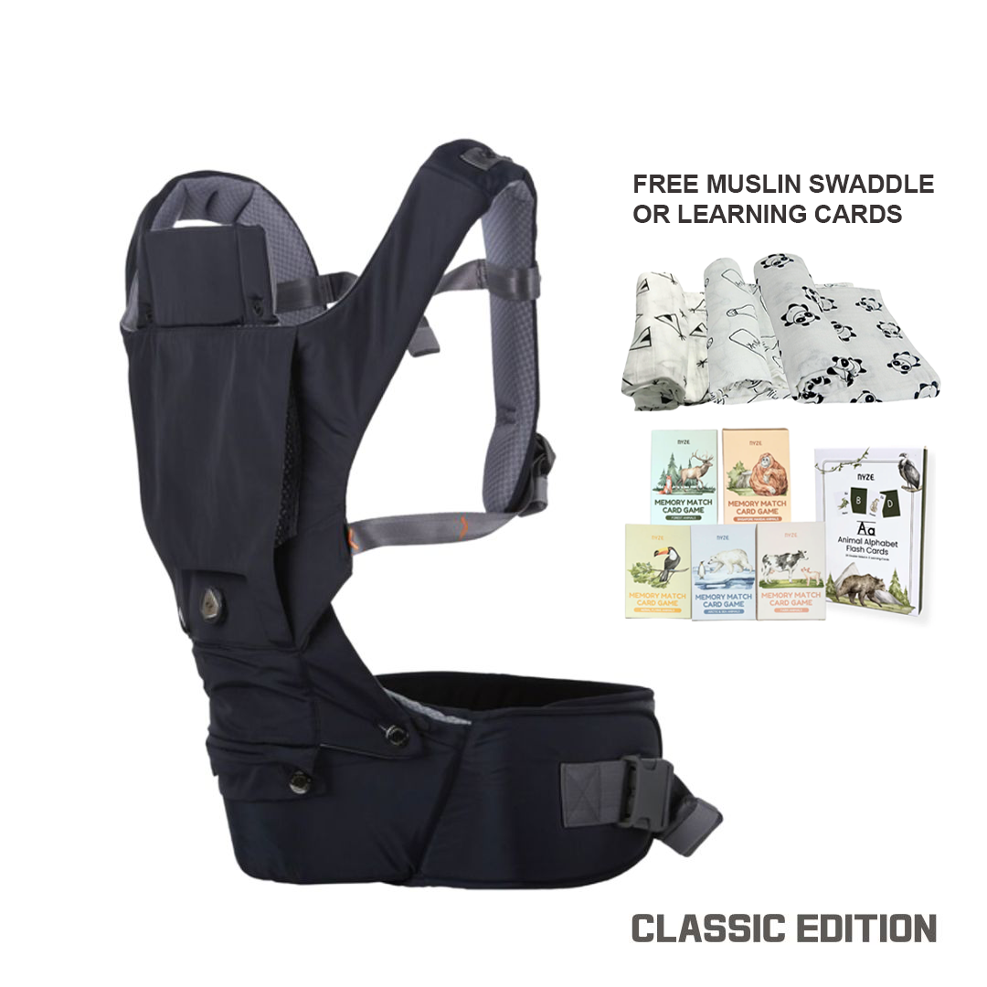 Classic 3-in-1 BOA Dial-fit Hip Seat Baby Carrier with Free Gift