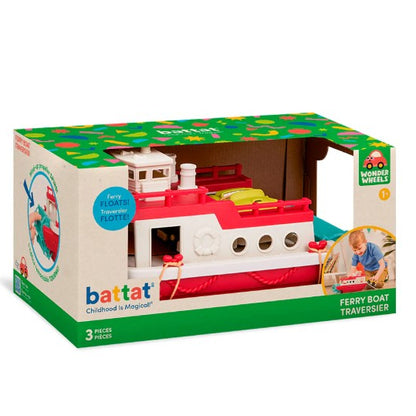 Red Ferry Boat with 2 Cars & Ramp