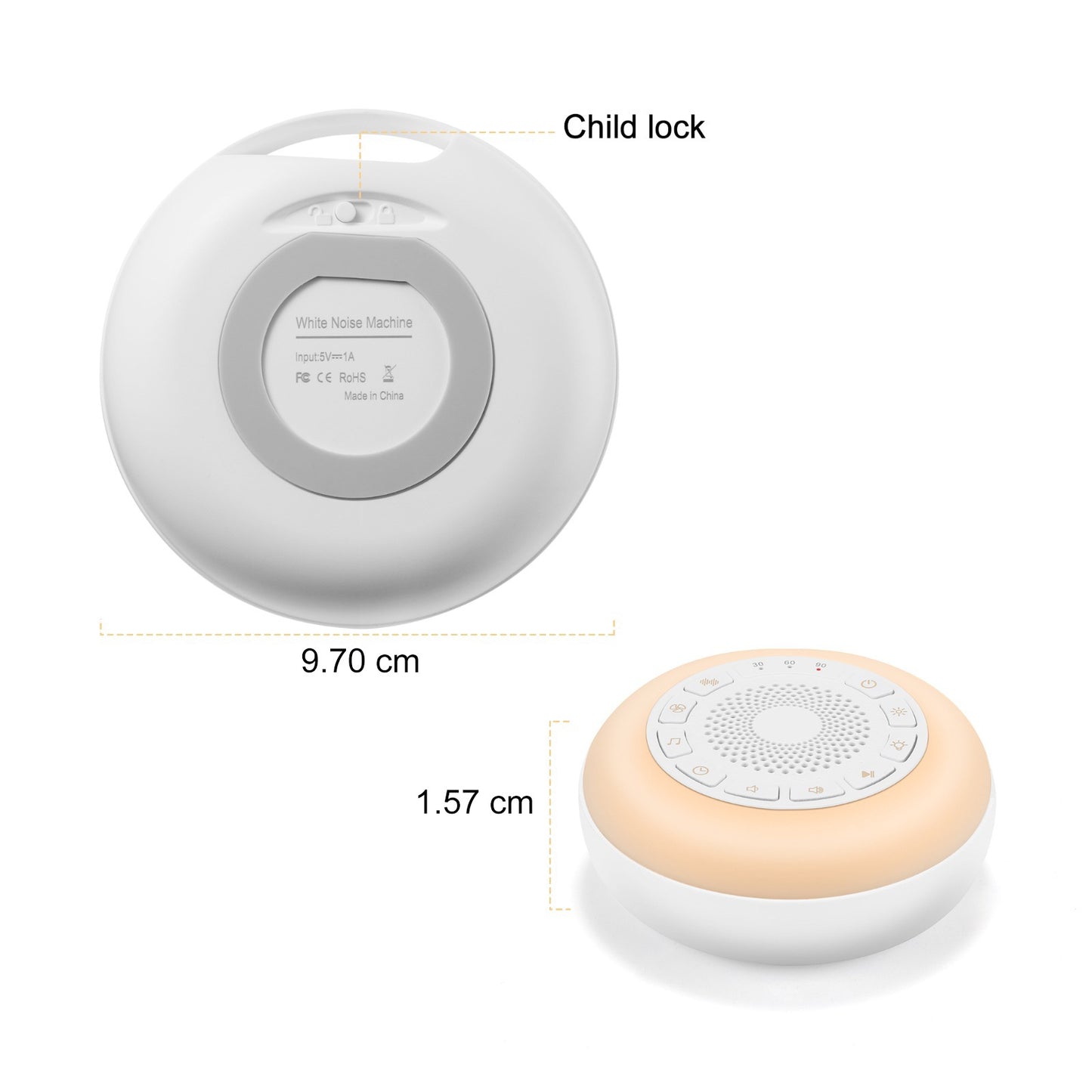 [NYZE] Portable Baby Sleep Soother | White Noise Machine with 26 Soothing Sounds and 7 Color LED Nightlights
