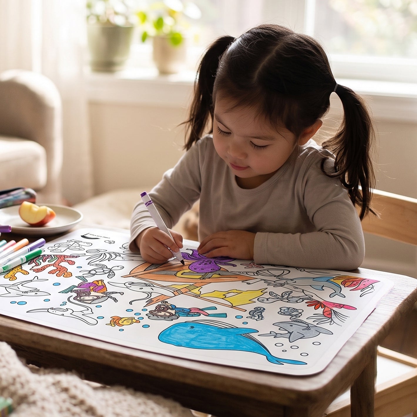 Educational Silicone Colouring & Dining Mat - Deep Blue Sea