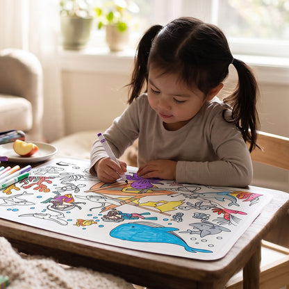 Educational Silicone Colouring & Dining Mat - Deep Blue Sea