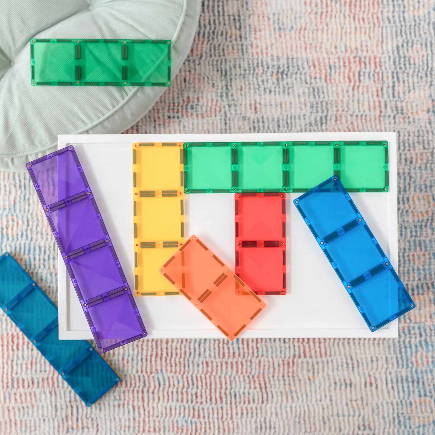 [Connetix Tiles] 18 Pieces Rainbow Rectangle Pack | Educational Magnetic Tiles Learning | NEW RELEASE