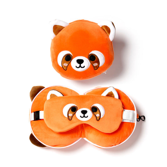 Kids Travel Pillow & Eye Mask - Red Panda