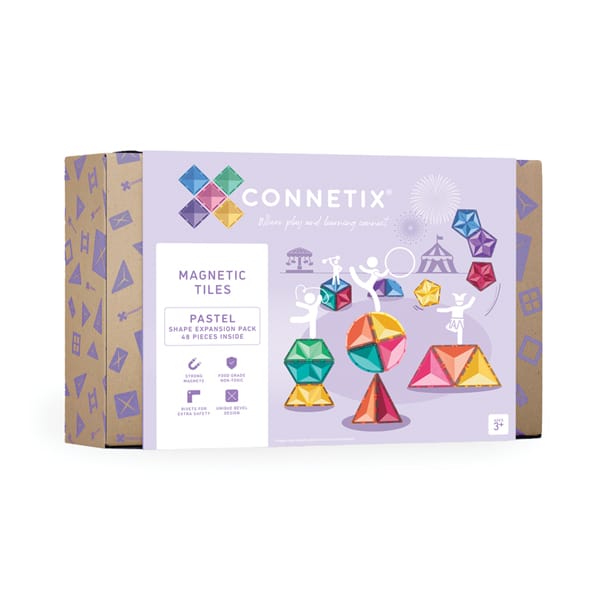 [Connetix Tiles] 48 Pieces Pastel Shape Expansion Pack | Educational Magnetic Tiles Learning | NEW RELEASE