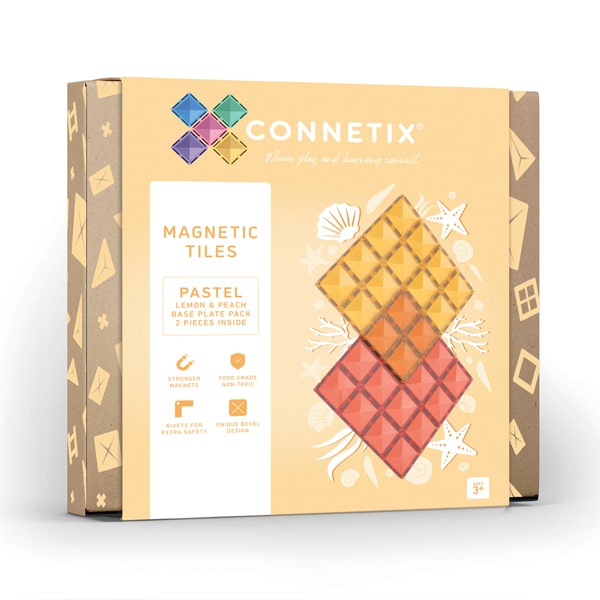 [Connetix Tiles] Pastel Lemon & Peach Base Plate 2 pc