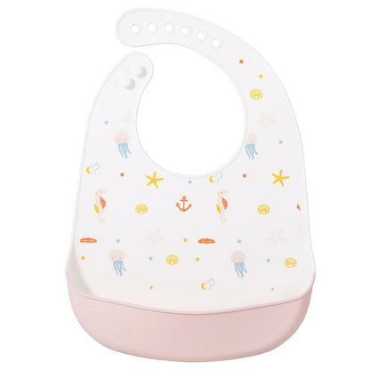 Waterproof Silicone Baby Bib - Pink Ocean